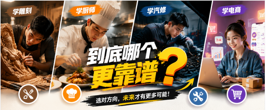 学雕刻、学厨师、学汽修、学电商……到底哪个更靠谱?一张表看懂